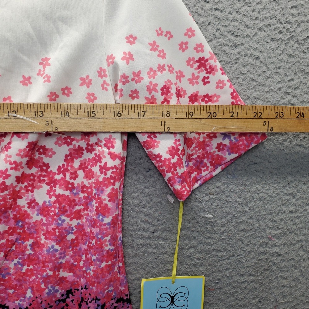 CeCe Shift Dress Womens S Multi Micro Floral Ombre Round Neck Stretch Back Zip - Picture 3 of 10